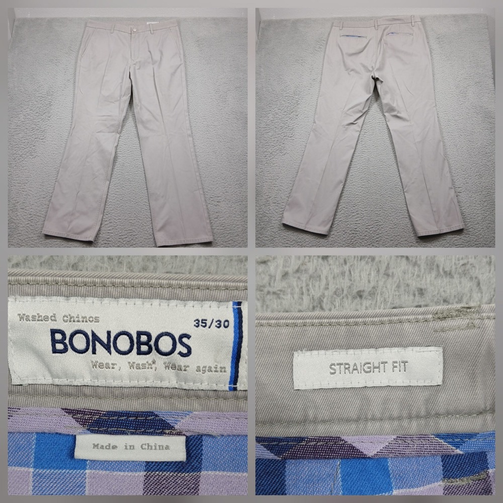 Bonobos Washed Chinos Men's 35x30 Straight Fit Khaki Beige Casual Pants